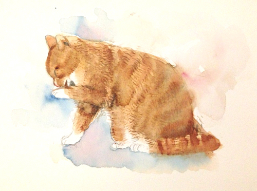 かわいい猫のイラスト 水彩画の描き方